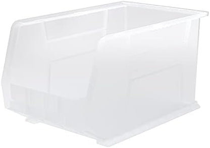 Akro-Mils 30260 AkroBins Plastic Storage Bins, Space-Saving Stackable Bins for Garage, Pantry, Craft Organization, 18" x 11" x 10", Clear, 6-Pack