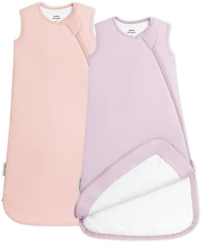 Soft Bamboo Viscose Baby Sleep Sack, 1.0 TOG Baby Sleeping Bag 2 Pack, Cozy Baby Wearable Blanket 2-Way Zipper