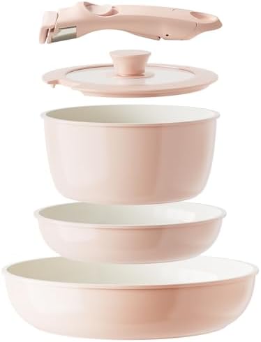 Redchef Kitchen Cookware Set Detachable Handle, All Stoves Suitable, 5 Pcs