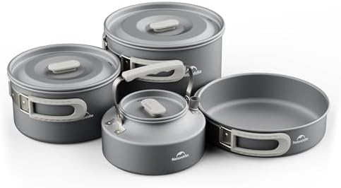 Naturehike Camping Cookware Set Mess Kit for Backpacking Gear, Camp Cooking Set, Camping Pots and Pans Set for Outdoor Backpacking Camping Hiking Picnic
