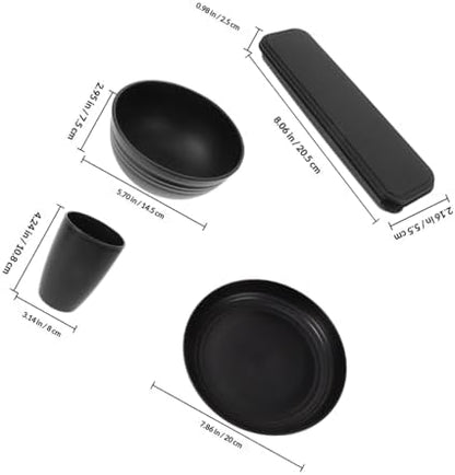 4 Set Camping Cutlery Set with Case, PP Dinnerware