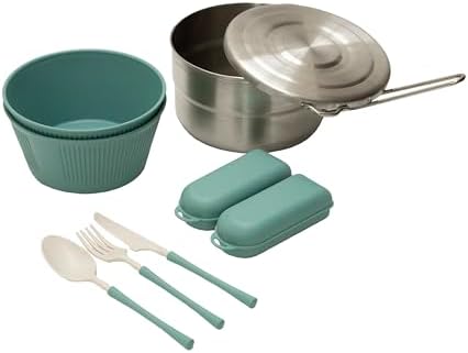 Stansport Stainless Steel Camping Cookware Set – Durable Nesting Mess Kit for Backpacking, Hiking & Outdoor Cooking – Compact Portable Pot & Pan with Carry Bag – Multiple Sizes for Family to Solo Use