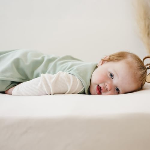 Woolino 4 Season Ultimate Baby Sleep Sack – Merino Wool Baby Sleeping Bag, Organic Cotton Outer, Temperature Regulating Wearable Blanket, All Season, 2 Months–2 Years - Aloe