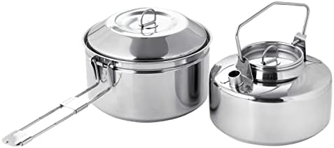 Fire Maple Antarcti S/S Kettle Pot Combo Set | 18-8 Stainless Steel | all Steel Construction | Ideal for Camping Bushcraft Use | Compact Cookware Set