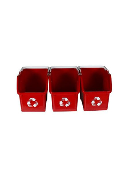 6 Gallon Stackable Recycling Bins for Homes, Garages, Offices Made of 100% Recycled Plastic - (Red, 12 Pack)