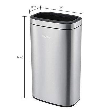 Global Industrial 8 Gallon Stainless Steel Slim Open Top Receptacle
