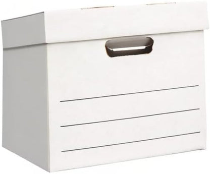 Amazon Basics Medium Duty Storage/Filing Boxes With Lid and Handles, Legal/Letter Size, 12-Pack, White, 16.2" L x 12.5" W x 10.5" H