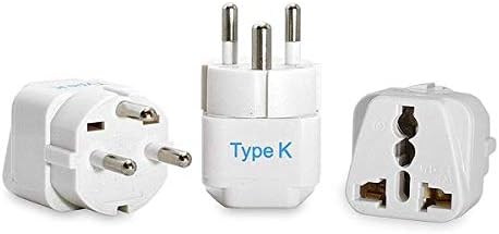 Ceptics Denmark Travel Plug Adapter (Type K) - 3 Pack (Does Not Convert Voltage) (GP-20-3PK) [Grounded & Universal]
