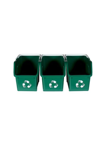 6 Gallon Stackable Recycling Bins for Homes, Garages, Offices Made of 100% Recycled Plastic - (Green, 12 Pack)