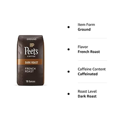 Peet's Coffee, Dark Roast Ground Coffee - French Roast 18 Ounce Bag