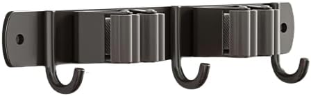 Amouy Broom Holder Wall Mount Mop(2 Racks with 3 Hooks),Garden Tool Storage Tool Rack Storage & Organization for the Home Plastic Hanger for Closet Garage Organizer