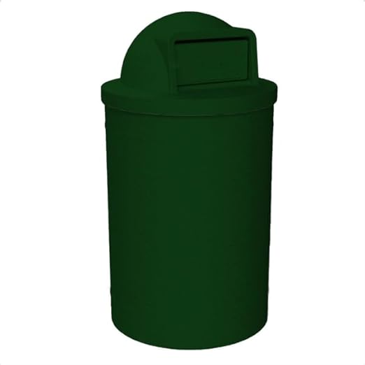 55 Gallon Circle 100% Recycled Plastic Heavy Duty Outdoor Trash Can with Push Open Dome Lid and Internal Liner | Great for Schools and Businesses - Green Granite