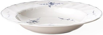 Villeroy & Boch Vieux Luxembourg Rim Soup, 9 in, Premium Porcelain, White/Blue