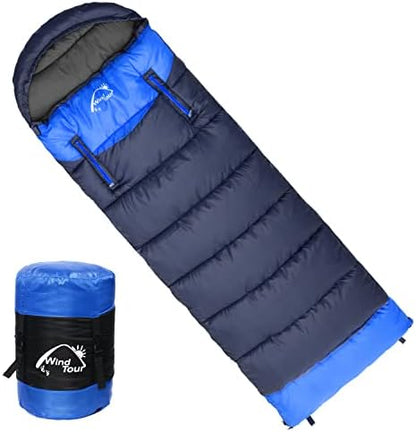 Wind Tour 3 Season Lightweight Waterproof Sleeping Bag Indoor & Outdoor for Hiking Backpacking Camping Traveling