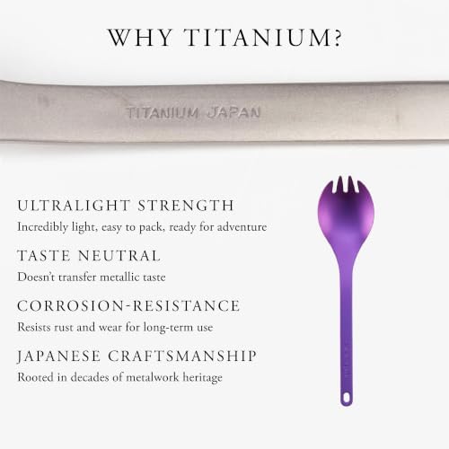 Snow Peak Titanium Spork for Outdoor Use, Portable and Durable, Purple
