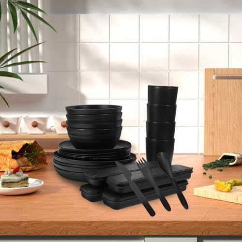 4 Set Camping Cutlery Set with Case, PP Dinnerware