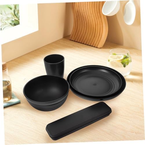 Black Reusable PP Dinnerware Set Xmas for Picnic Camping 4 Sets