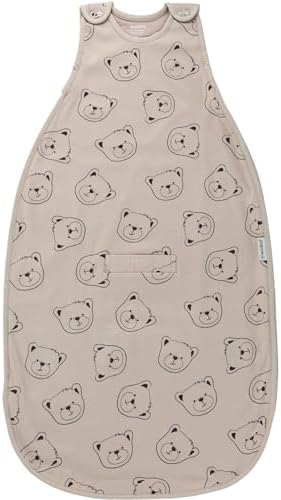 Woolino Ultimate Baby Sleep Sack – 4 Season Merino Wool Sleeping Bag, Organic Cotton Outer, Temp Regulating Blanket, Adjustable Sleep Sack Universal Size 2–24 Months - Teddy Bear