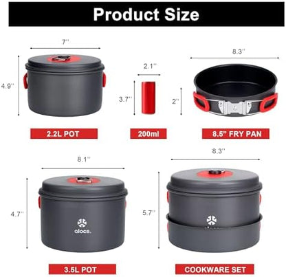 ALOCS Camping Cookware Set Camping Gear Compact Camping Pots and Pans Set
