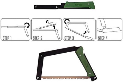 AGAWA - BOREAL15-15 Inch Folding Saw with All-Purpose Saw Blade - Camping Gear For Hiking, Fishing, Hunting, Bushcraft & Survival Kit (Black Frame/Green Handle)