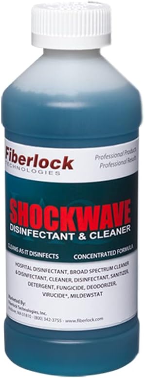 Fiberlock ShockWave Disinfectant Cleaner Concentrate, 10 oz., Ideal for Water Restoration & Flood Mitigation, Hospital-Grade Disinfectant, High-Yield Formula