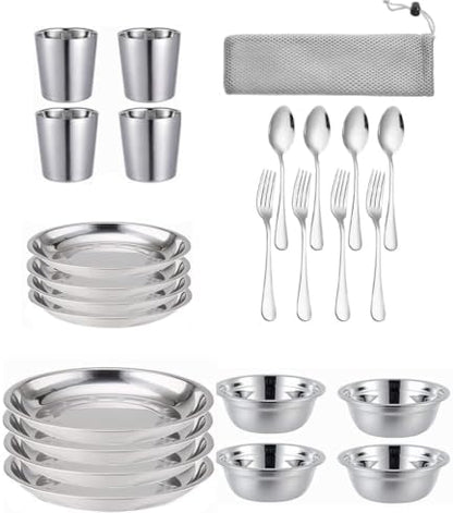 Stainless Steel Bowl Set Kit Polished Stainless Steel Dishes Set