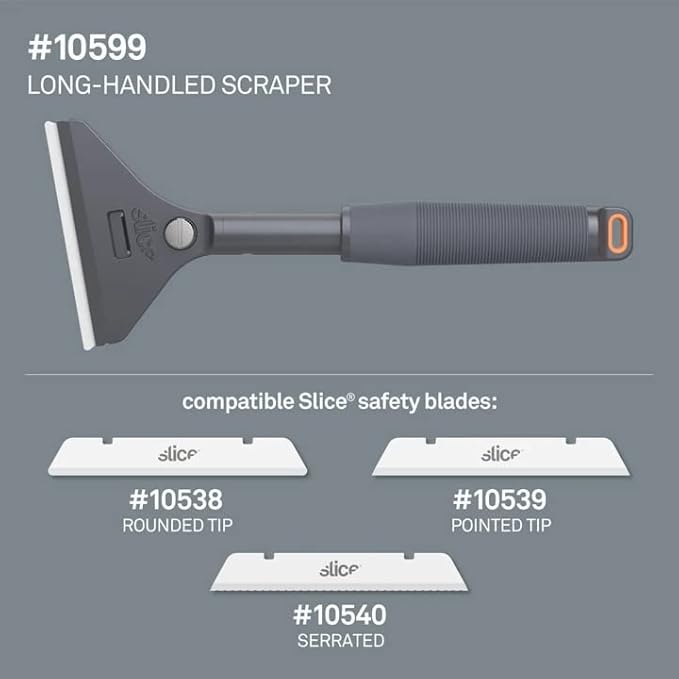Slice 10599-CS Long-Handled Ceramic Scraper, Never Rusts, Lasts 11x as Long as Metal, Ergonomical Handle for Less Fatigue, 6 Pack