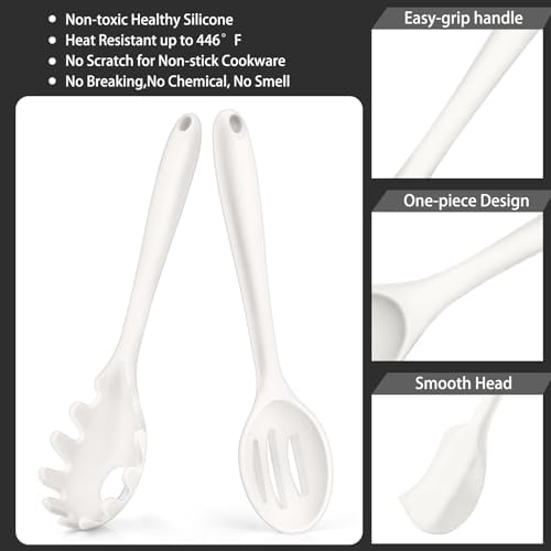 P&P CHEF White Kitchen Utensils, Silicone Cooking Utensil Set of 7