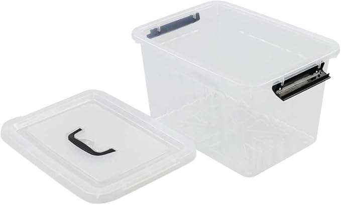 10 L Clear Plastic Latching Box, Plastic Storage Bin with Lids, 4-Pack