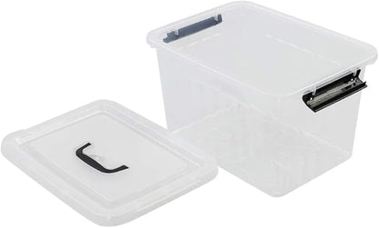 10 L Clear Plastic Latching Box, Plastic Storage Bin with Lids, 4-Pack