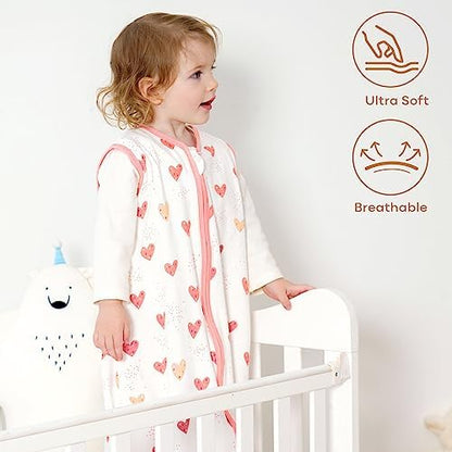 Yoofoss Baby Sleep Sack 6-12 Month 0.5TOG 100% Organic Cotton 2-Way Zipper