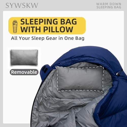 Down Sleeping Bag with Pillow for Adults and Teenager