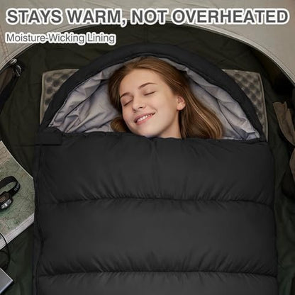 XXL Sleeping Bag for Adults Lightweight 41-59℉, 3-4 Season Waterproof Camping Sleeping Bag with Compression Sack for Backpacking Hiking
