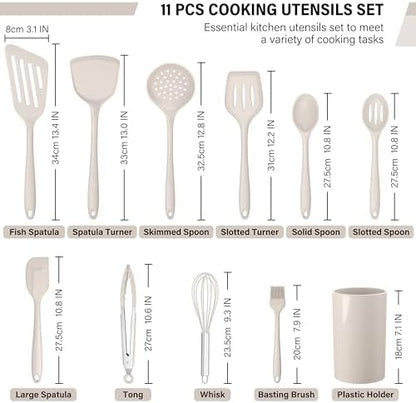HaWare 11PCS Silicone Cooking Utensils Set, Kitchen Utensils with Holder