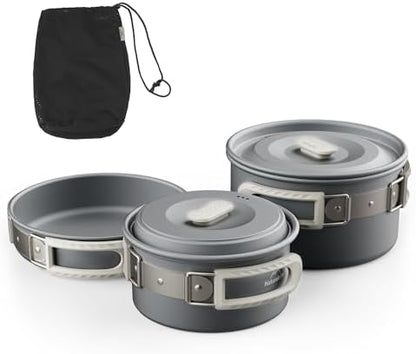 Naturehike Camping Cookware Set Mess Kit for Backpacking Gear, Camp Cooking Set, Camping Pots and Pans Set for Outdoor Backpacking Camping Hiking Picnic