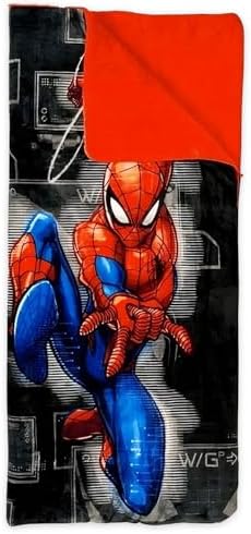 Marvel Spiderman Slumber Bag Set for Boys - Bundle of 54x56 Inches Spider-Man Sleeping Bag, Stickers, More | Spiderman Silk Touch Slumber Bag