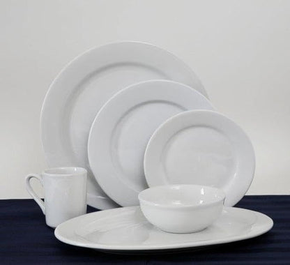 Tuxton China ALH-116 Platter, 11-3/4" x 8-1/2", Oval, Wide Rim, Rolled Edge, Microwave and Dishwasher Safe, Oven Proof, Fully Vitrified, Alaska, Porcelain White, Pack of 12