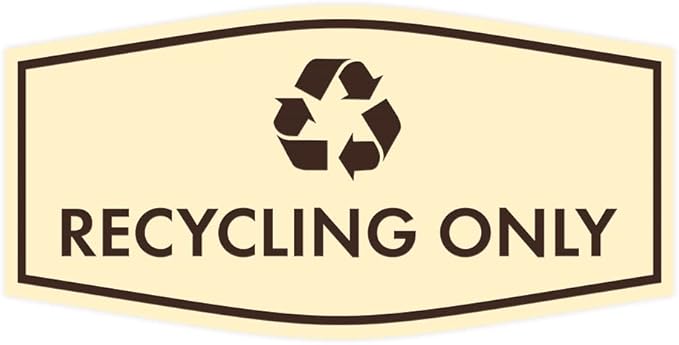Fancy Recycling Only Sign (Ivory/Dark Brown) - Large