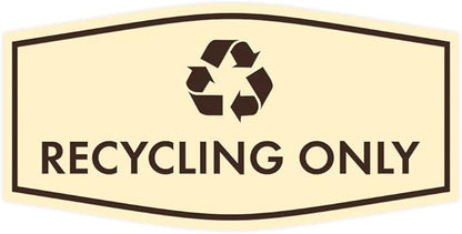 Fancy Recycling Only Sign (Ivory/Dark Brown) - Large