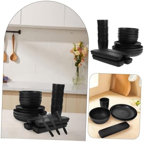 Black Picnic Camping Cutlery Set 4 Sets Reusable PP Xmas