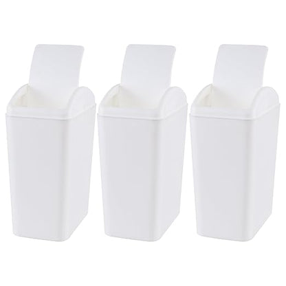 4.5 Gallon Plastic Swing Top Garbage Can, Swing Lid Trash Bins, White, 3-Pack