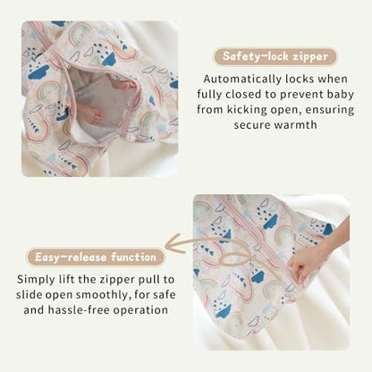 Baby Sleep Sack 0-6 Months, 100% Cotton Wearable Blanket, 0.5 Tog, 3 Pack