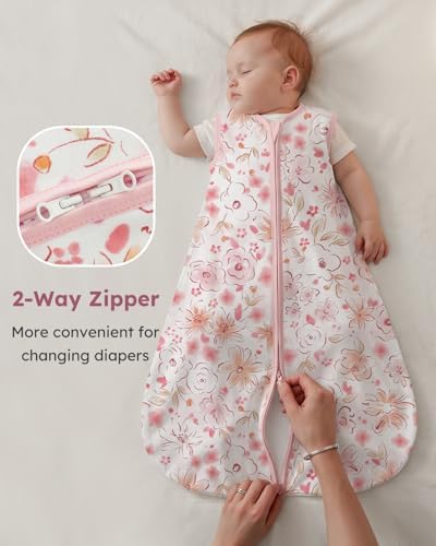 Yoofoss Baby Sleep Sack 6-12 Month 0.5TOG 100% Organic Cotton 2-Way Zipper