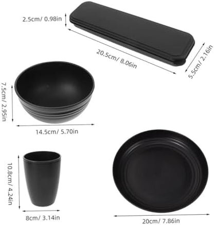 Black Picnic Camping Cutlery Set 4 Sets Reusable PP Xmas