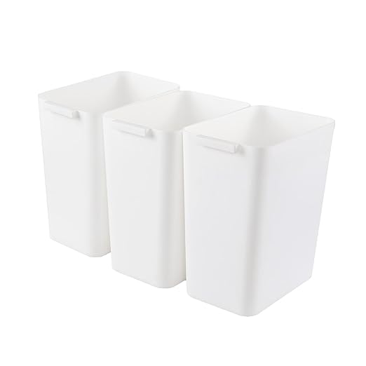 4.5 Gallon Plastic Wastebasket, Set of 3 Durable Open Top Garbage Can, Slim Trash Container Bin, White