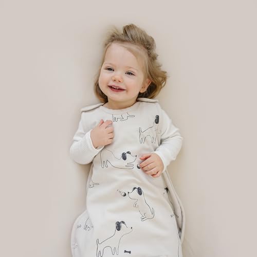 Woolino Merino Wool & Organic Cotton Baby Sleep Sack 2-24 Months – Ultimate 4-Season Baby Sleeping Bag, Universal Size Wearable Blanket, 2-Way Zipper & Adjustable Fit, Year-Round Use – Puppy