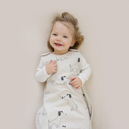 Woolino Merino Wool & Organic Cotton Baby Sleep Sack 2-24 Months – Ultimate 4-Season Baby Sleeping Bag, Universal Size Wearable Blanket, 2-Way Zipper & Adjustable Fit, Year-Round Use – Puppy