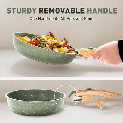 MAISON ARTS Camping Pots and Pans Set Non Stick with Removable Handle