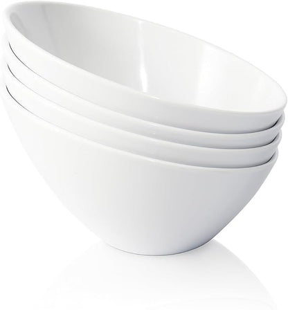 TP Salad Bowls Set of 4, 26 oz Melamine Serving Bowls for Pasta, Cereal, and Snacks, Lightweight and Durable, Dishwasher Safe, White Bowls for Restaurant, Kitchen, Daily Use