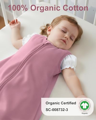 Yoofoss Baby Sleep Sack 6-12 Month 0.5TOG 100% Organic Cotton 2-Way Zipper